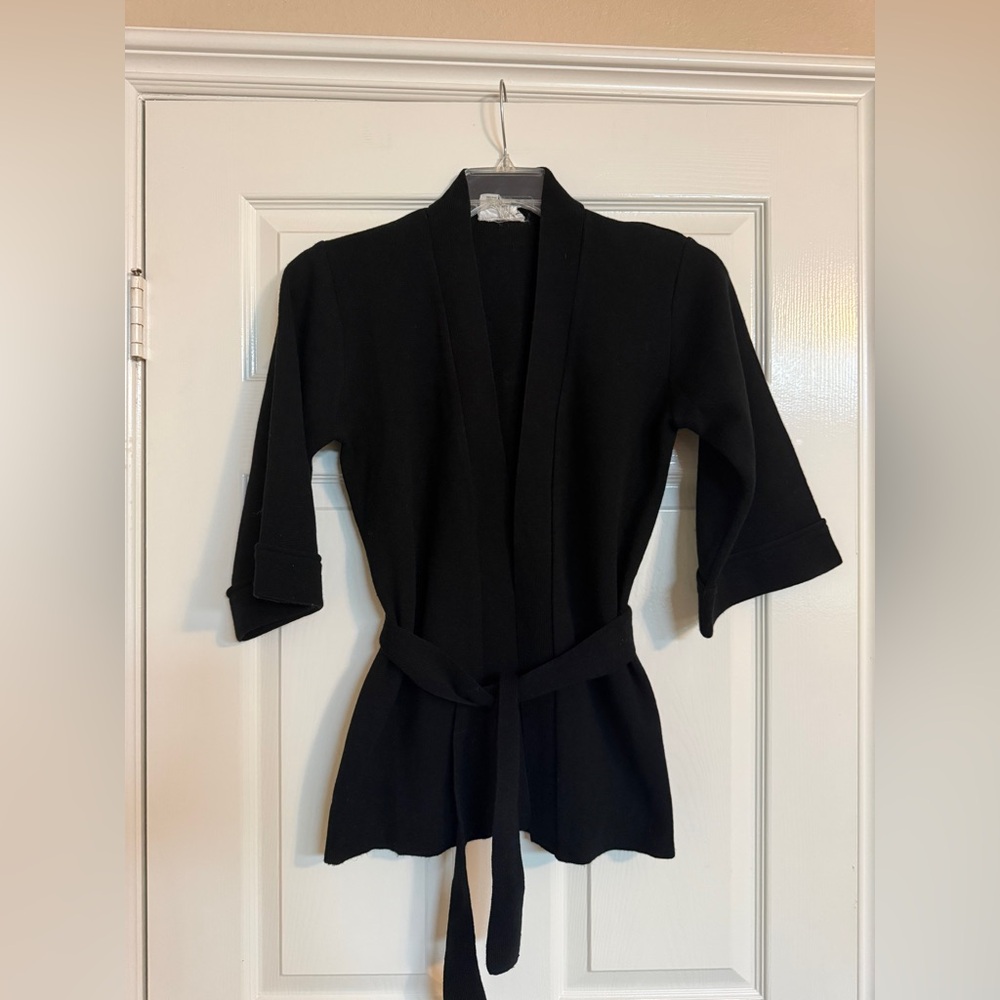 KIMLON Vintage Black Belted Cardigan Small